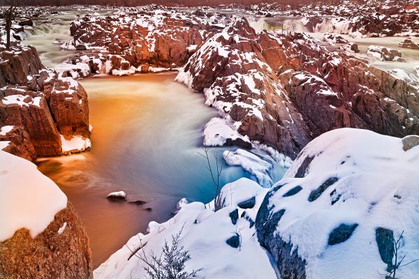 Vibrant Winter Falls - HDR