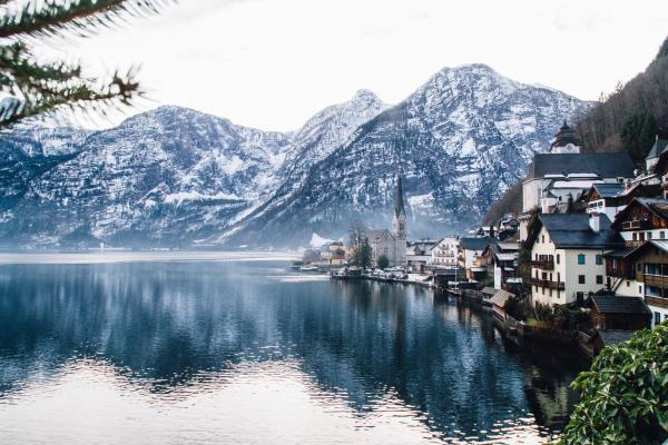 View of Lake and Snowy Mountains