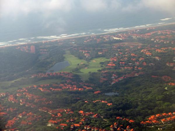 View of the coast and town from the plane
