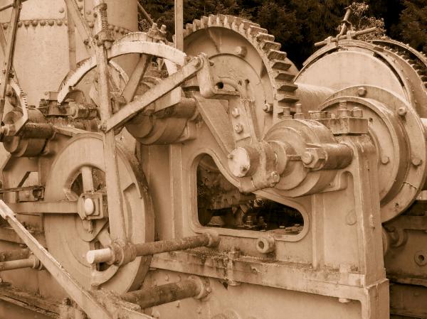 Vintage Steam-Powered Lumber Collector