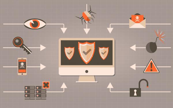 Web Security - Antivirus and Firewall Concept with Shields