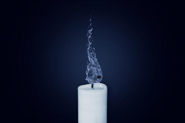 White Candle With Water Dew