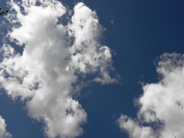 White clouds and blue sky