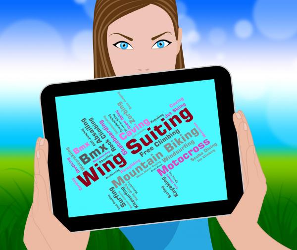 Wing Suiting Indicates Sky Divingsky Diver And Parachute