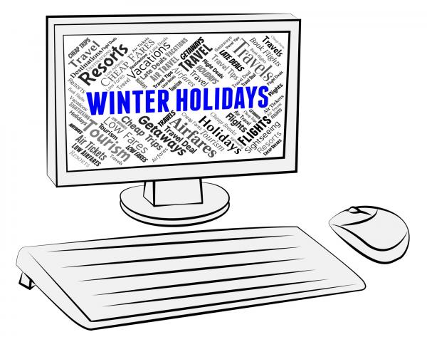 Winter Holidays Indicates Getaway Pc And Computer