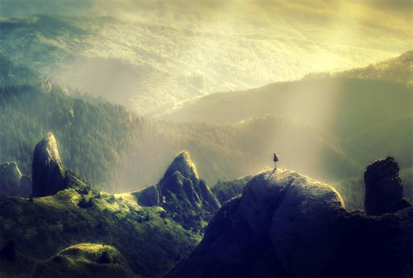 Woman Alone at the Top of the Mountain