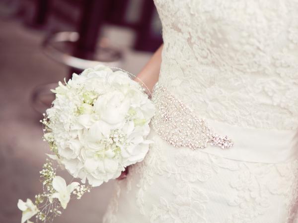 Woman Carrying Wedding Flower