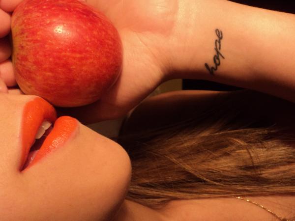 Woman Holding Red Apple Fruit