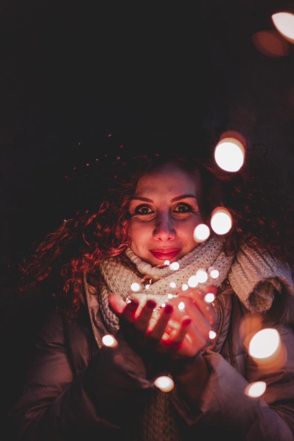 Woman in Brown Knit Scarf and Jacket