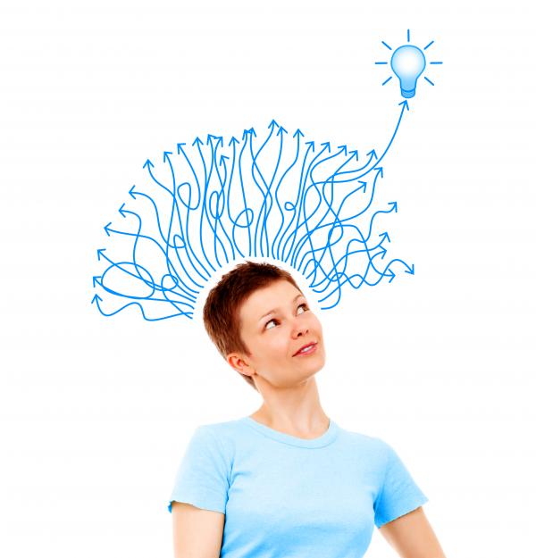 Woman thinking and solving a problem