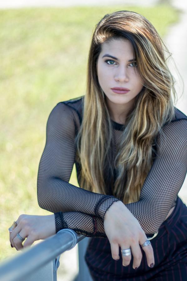 Woman Wearing Black Mesh Blouse