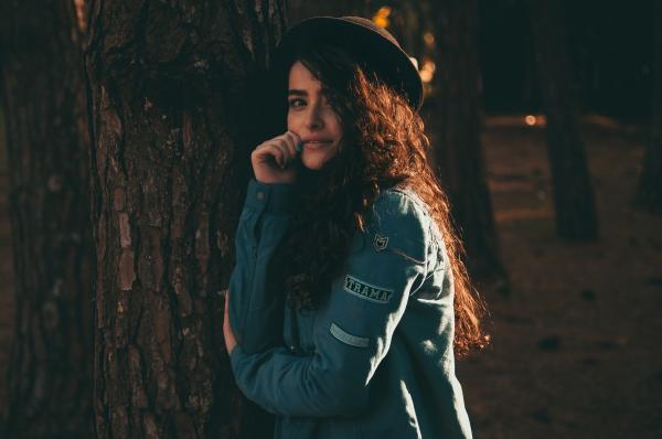 Woman Wearing Blue Jacket