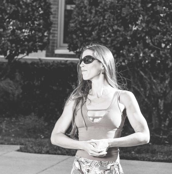 Woman Wearing Caged-neckline Tank Top