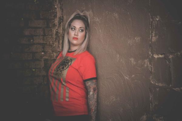 Woman Wearing Orange Crew-neck T-shirt