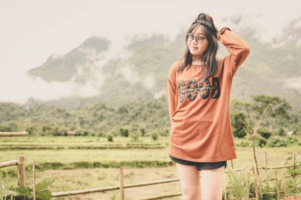 Woman Wearing Orange Long-sleeved Shirt