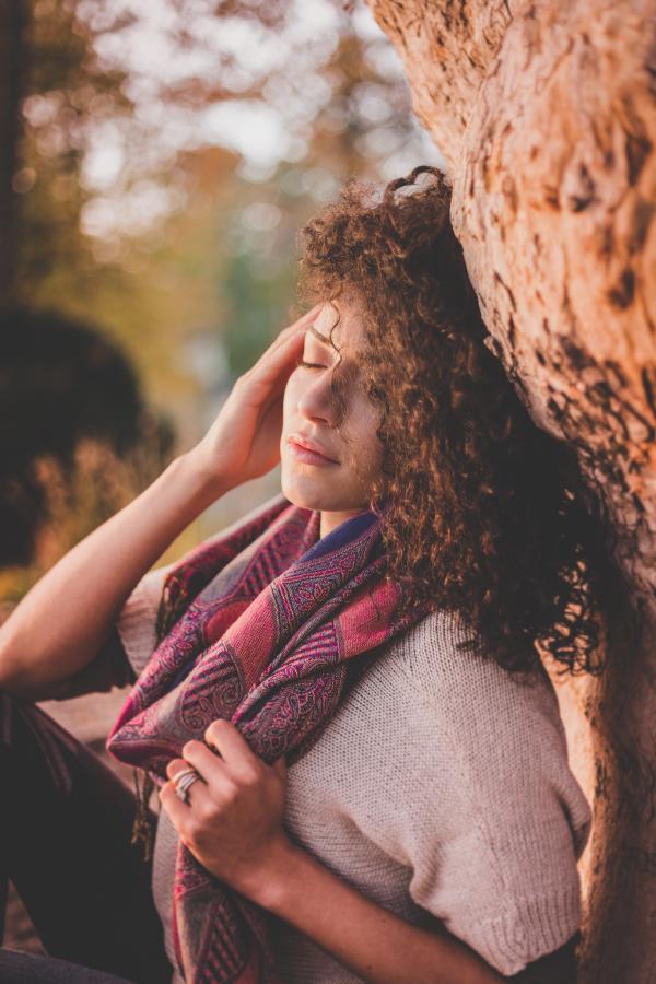 Woman Wearing Scarf