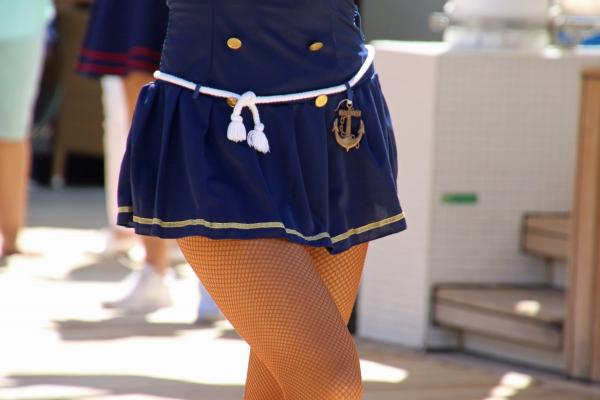 Woman wearing sea styled dress 