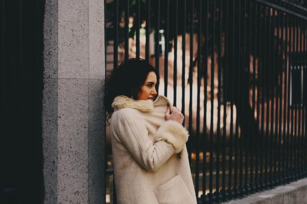 Woman Wearing White Fur Coat