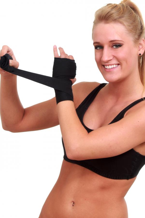 Woman wrapping hands