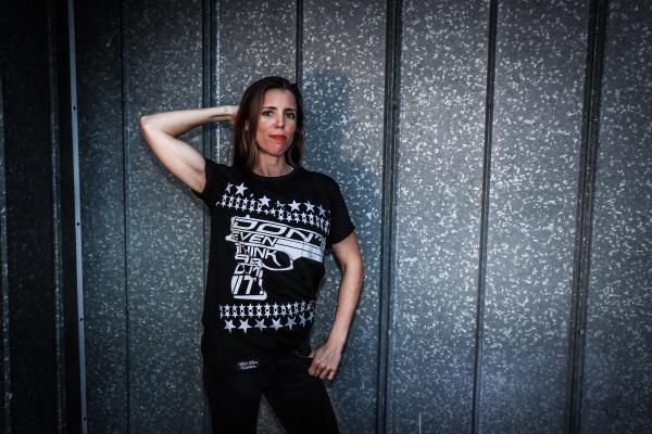 Women's Black and White Crew-neck Shirt
