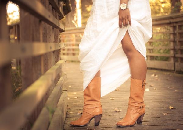 Women's Brown Leather Chunky Heel Calf Boots