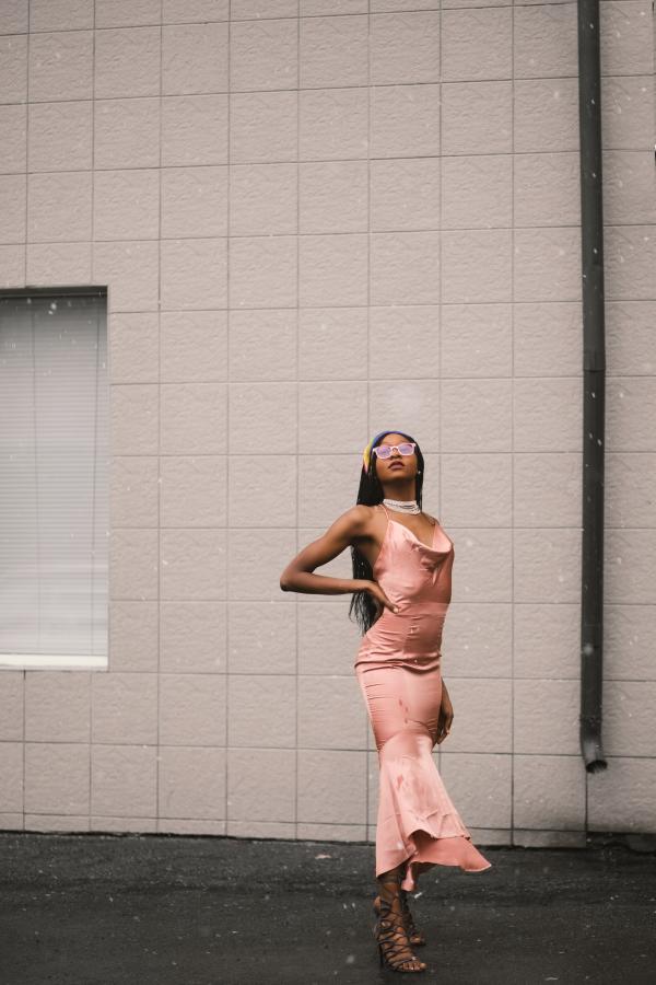 Women's Pink Spaghetti Strap Sheath Dress