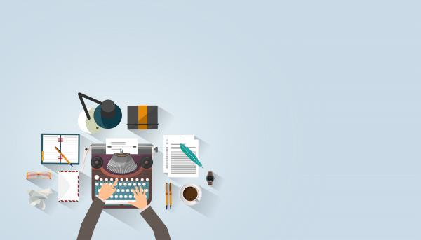 Writer Typing - Typewriter - Work Desk - Author - With Copyspace