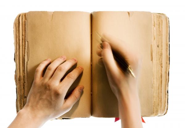 Writing in a book
