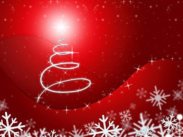 Xmas Tree Means Winter Snow And Abstract