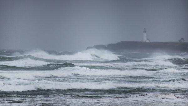 Yaquina lighthouse winter storm, Oregon