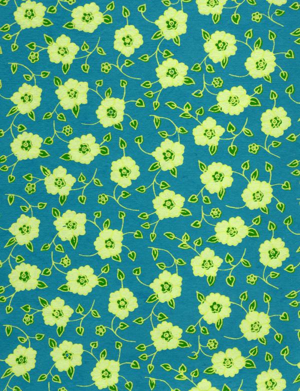 Yellow Flowers On Blue Paper