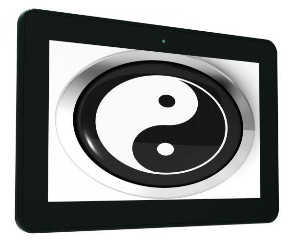 Ying Yang Tablet Means Spiritual Peace Harmony