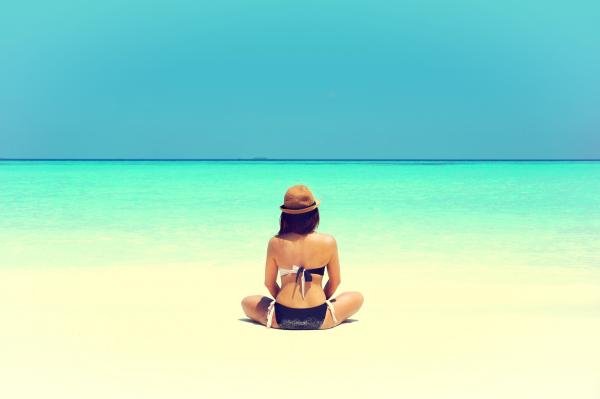 Yoga on The Beach - Woman Alone