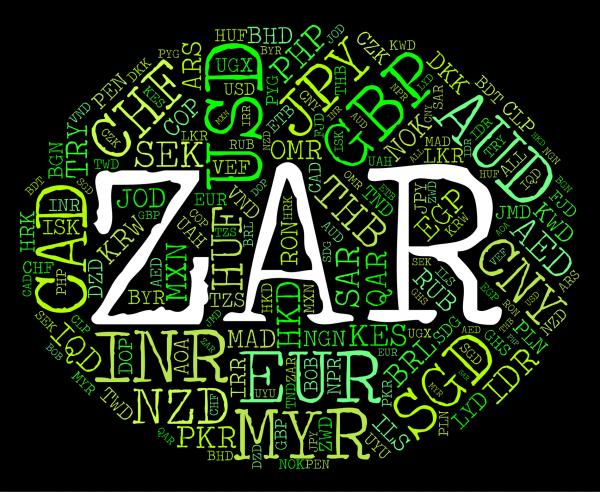 Zar Currency Represents South African Rands And Banknote