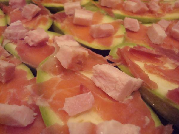 Zucchini, prosciutto and ham
